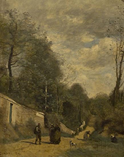 Jean-Baptiste Camille Corot Een straat in Ville d'Avray Norge oil painting art